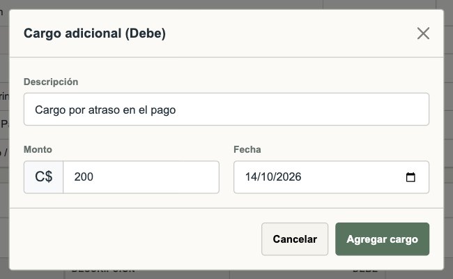 Ventana de cargo adicional